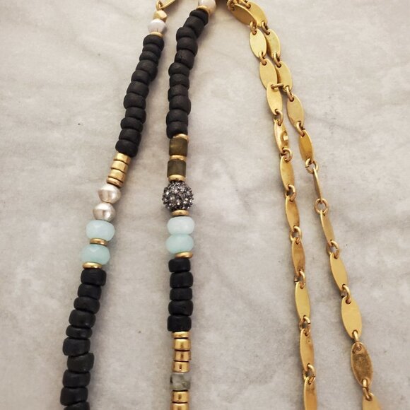 ✨ Stella and Dot Labradorite Artisan Druzy Beaded Stone Pave Rhinestone Pendant - Picture 5 of 14